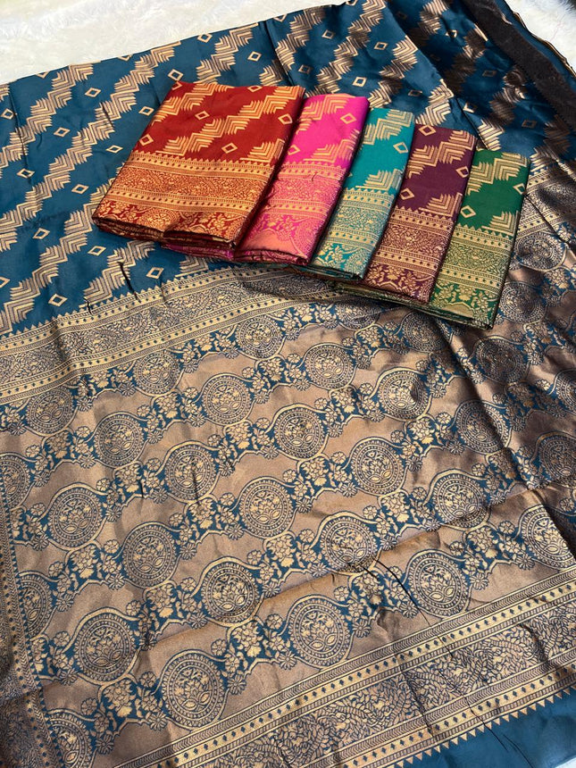 Beautiful soft litchi silk Saree with contrast
