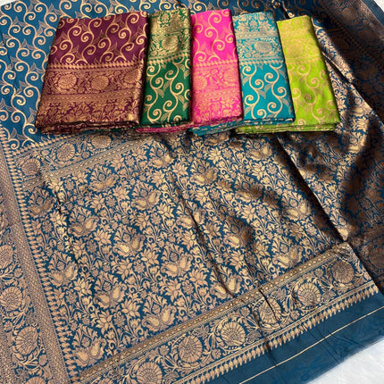 Beautiful soft litchi silk Saree with contrast