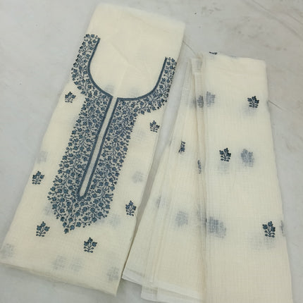 Kota Doria Dupatta and with Kurta set - Jaal work with embroidered pattern