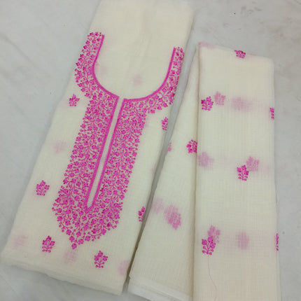 Kota Doria Dupatta and with Kurta set - Jaal work with embroidered pattern