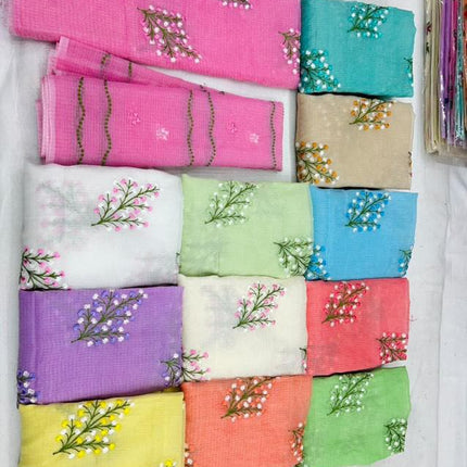 Kota Doria Dupatta and with Kurta set - Jaal work with embroidered pattern
