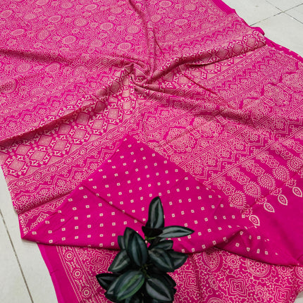 Handprints MUL cotton sarees with Blouse