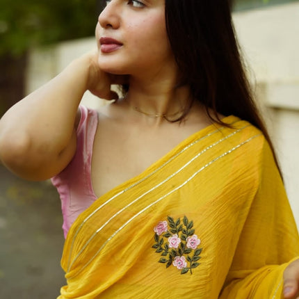 Embroidery Chain sequence Saree
