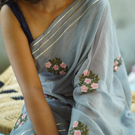 Embroidery Chain sequence Saree