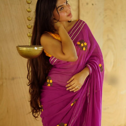 Embroidery Chain sequence Saree