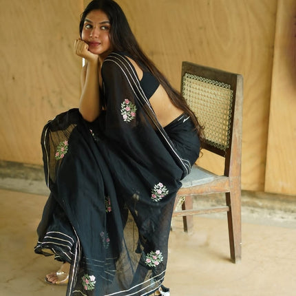 Embroidery Chain sequence Saree