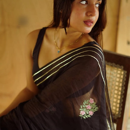 Embroidery Chain sequence Saree