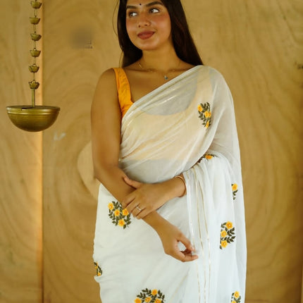 Embroidery Chain sequence Saree