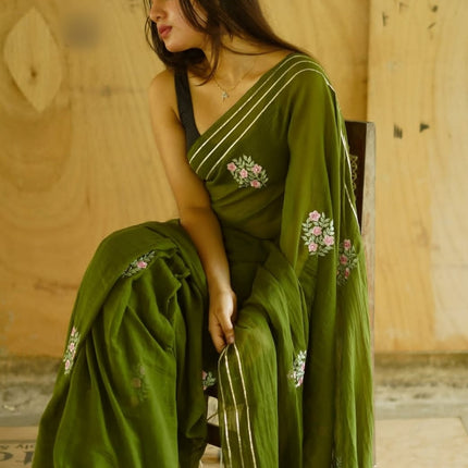 Embroidery Chain sequence Saree