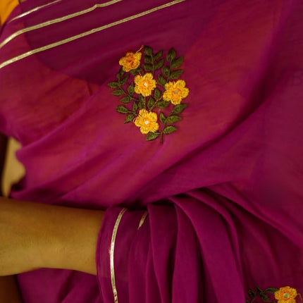 Embroidery Chain sequence Saree