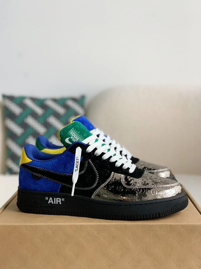 LV X NIKE AIRFORCE 1 VIRGIL ABLOH BLACK METALLIC SILVER