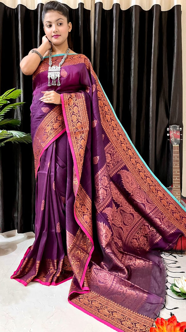 Linen Arganik Banarasi Saree