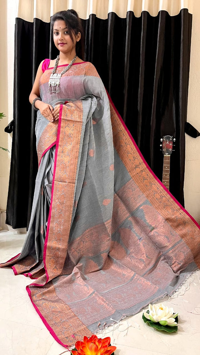 Linen Arganik Banarasi Saree