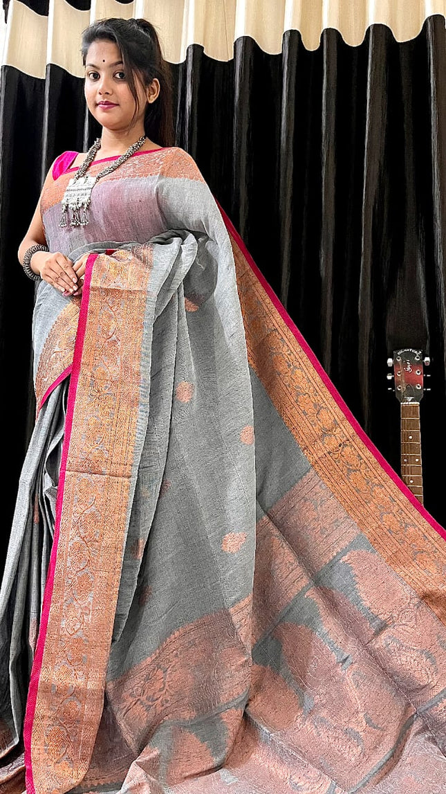 Linen Arganik Banarasi Saree
