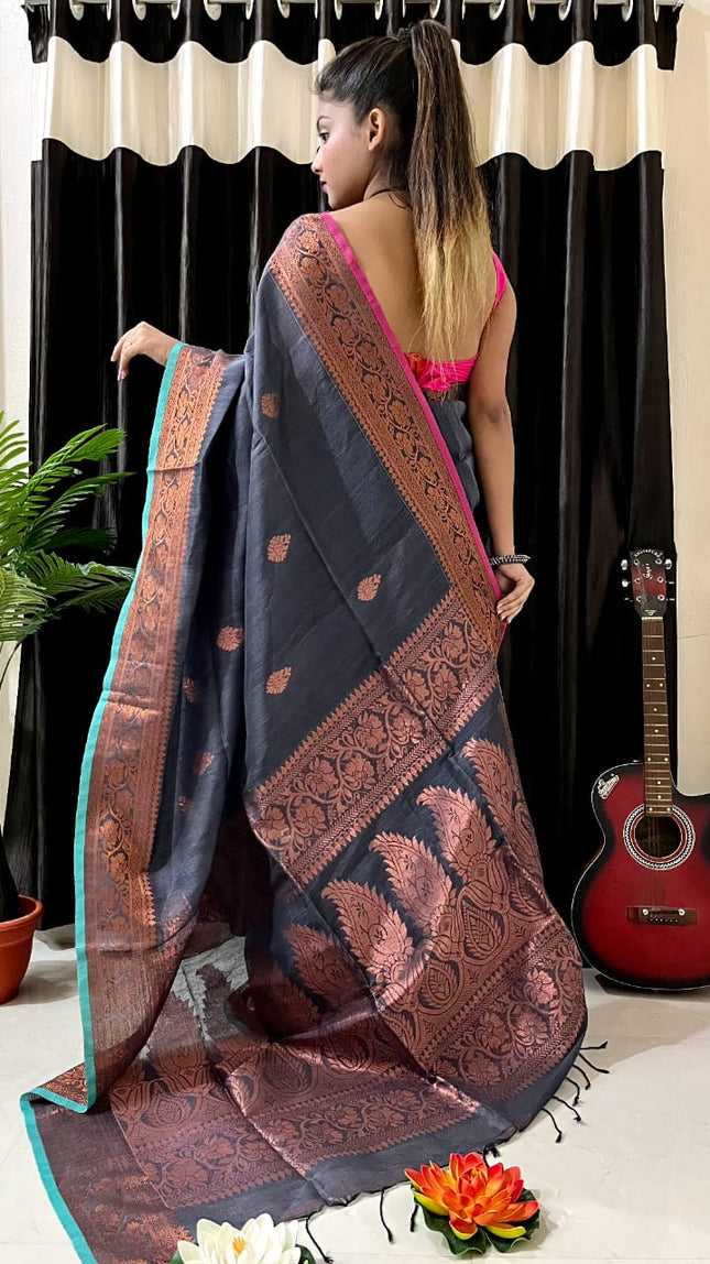 Linen Arganik Banarasi Saree