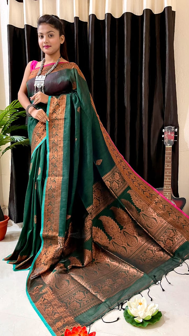 Linen Arganik Banarasi Saree