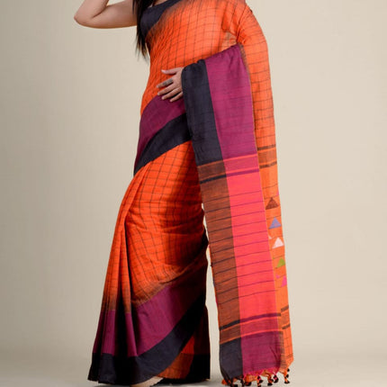 EXCLUSIVE CHECK KACHVANGA COTTON KHADI SAREE