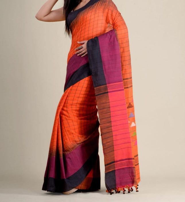 EXCLUSIVE CHECK KACHVANGA COTTON KHADI SAREE